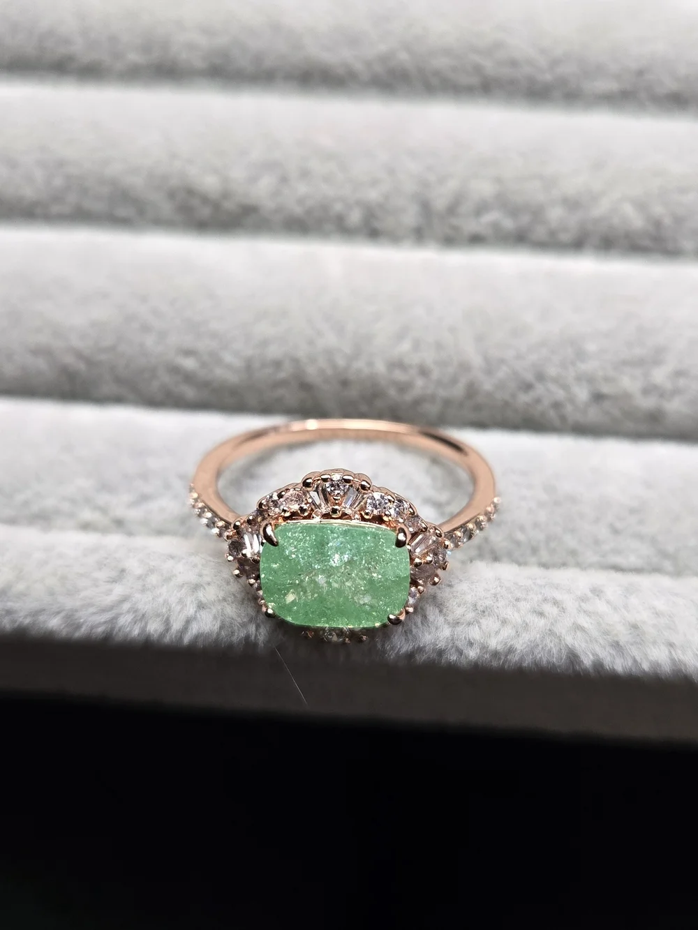 Size 8 Turquoise Ice Crystal Rose Gold Plated Bomb Party Ring